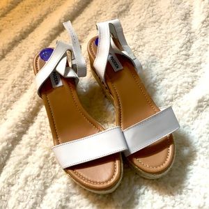 Steve Madden white wedge sandals